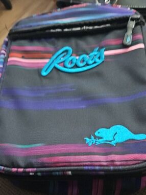Roots Striped Black Lunch Bag